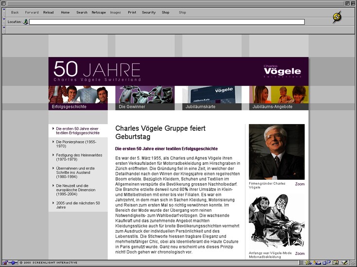 Referenzen Bilder Microsite «50 Jahre Vögele Mode»