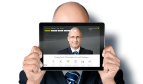 Powerpoint-Präsentation-Presentation-Design-ILLU-Mann-Tablet-01